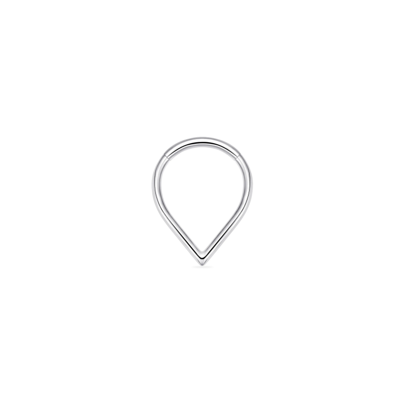 Titanium 16G minimalist teardrop septum clicker on white background
