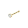 Gold-tone CZ bone nose stud, side view