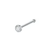Silver-tone CZ bone nose stud, side view