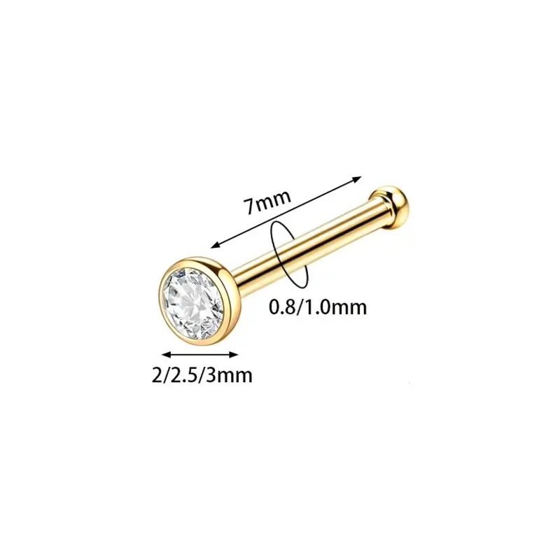 Diagram showing the 7mm straight post, 0.8mm or 1.0mm gauge and 2mm, 2.5mm or 3mm stone