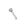 Silver-tone titanium bone nose stud with a bezel-set clear CZ
