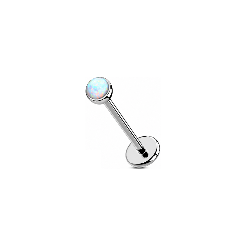 White opal flat back nose stud shown at an angle