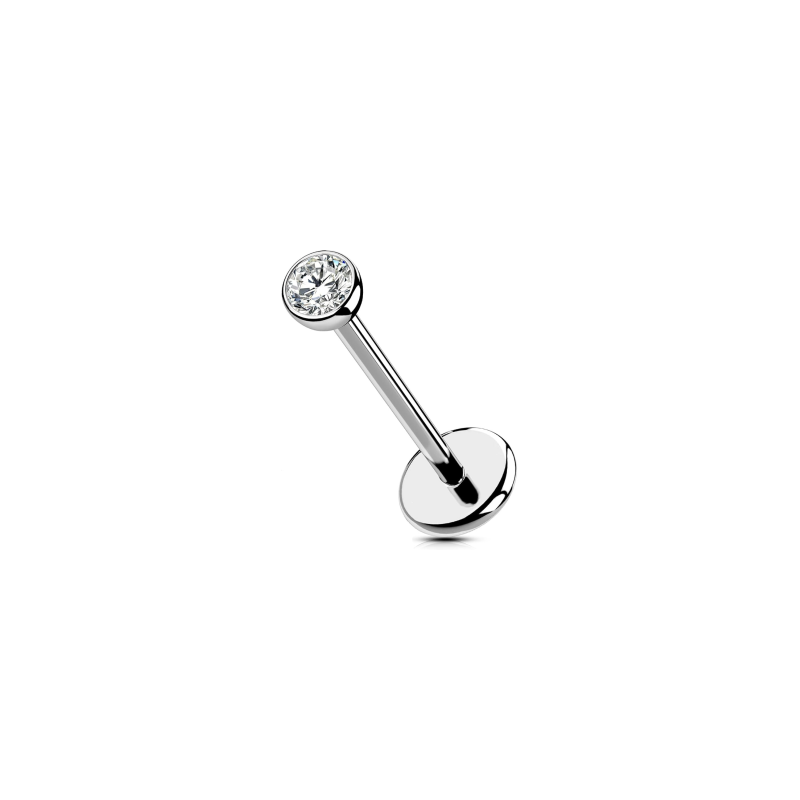 G23 titanium threadless push pin nose stud with 5A clear CZ
