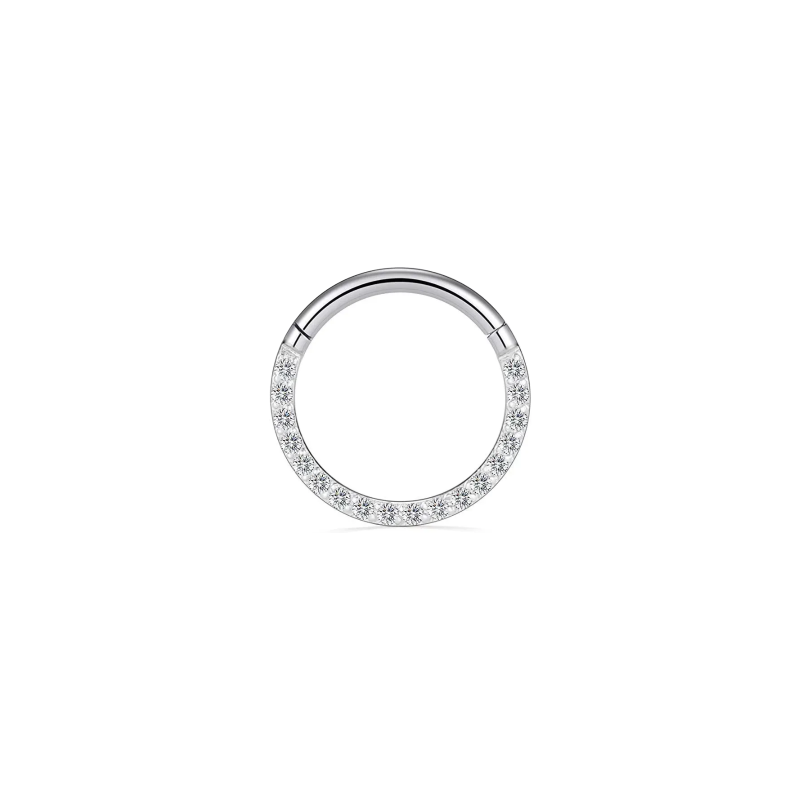 stainless-steel-16g-cz-septum-clicker Stainless steel CZ septum clicker on white background