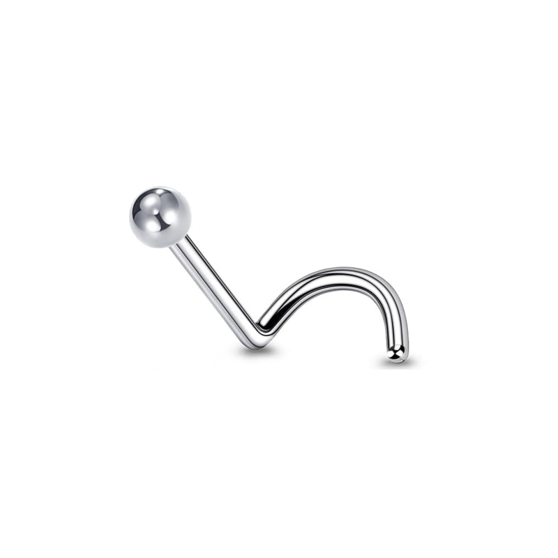 Stainless Steel Plain Ball Corkscrew Nose Stud