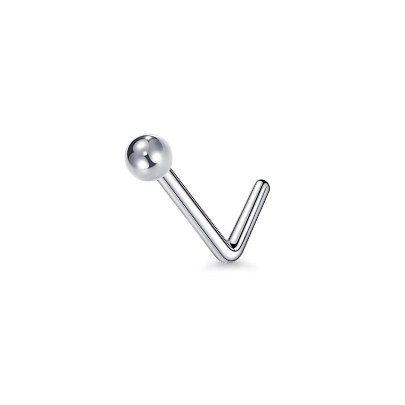 Stainless Steel Plain Ball L-Shaped Nose Stud