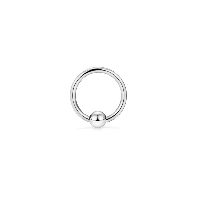 Titanium 16G captive bead septum ring on white background