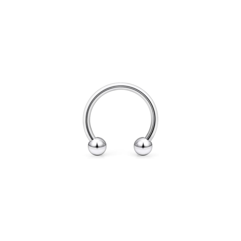 Titanium horseshoe septum ring on white background